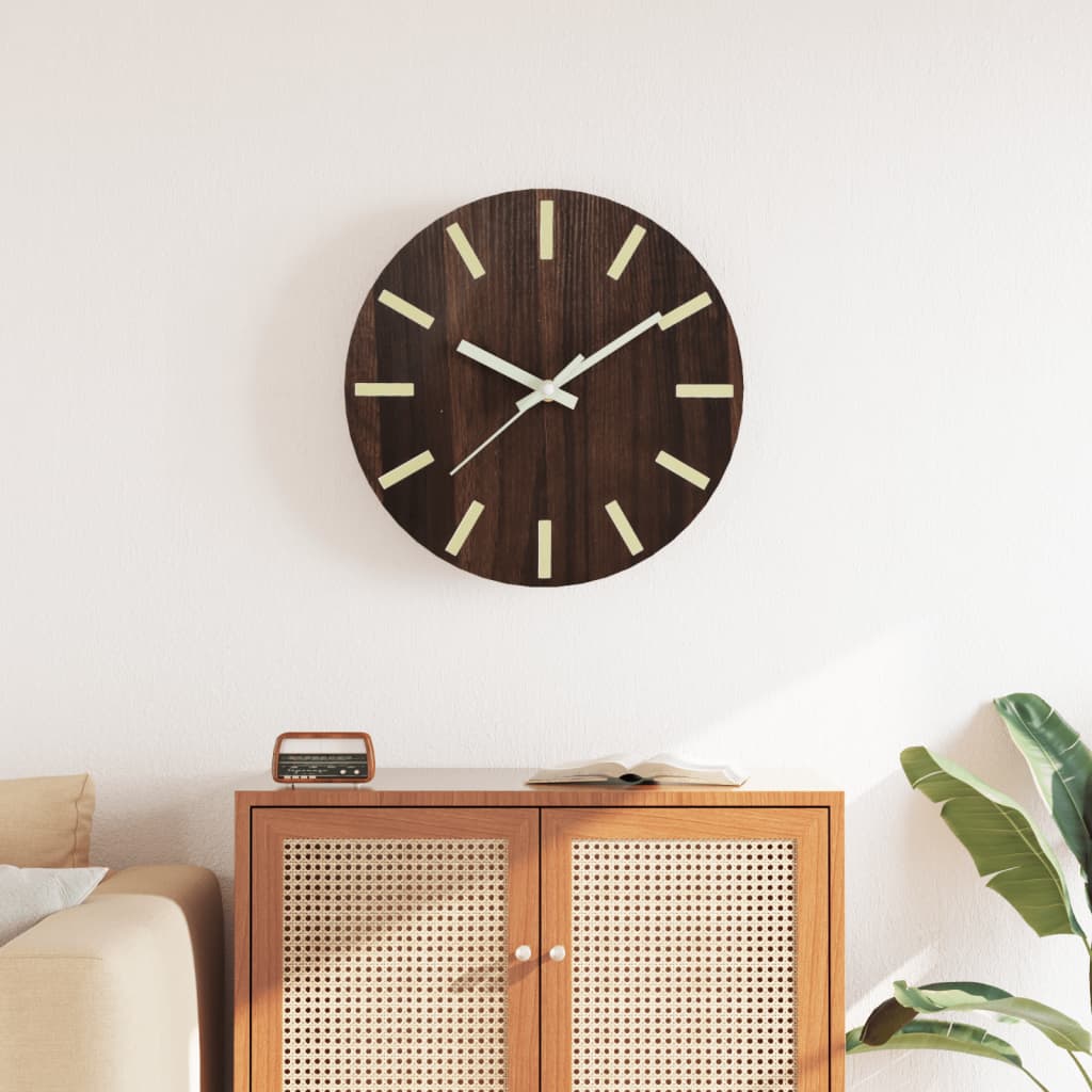 Horloge Industrielle en Bois à Aiguilles Lumineuses-Marron-La-Fabrique-Industrielle