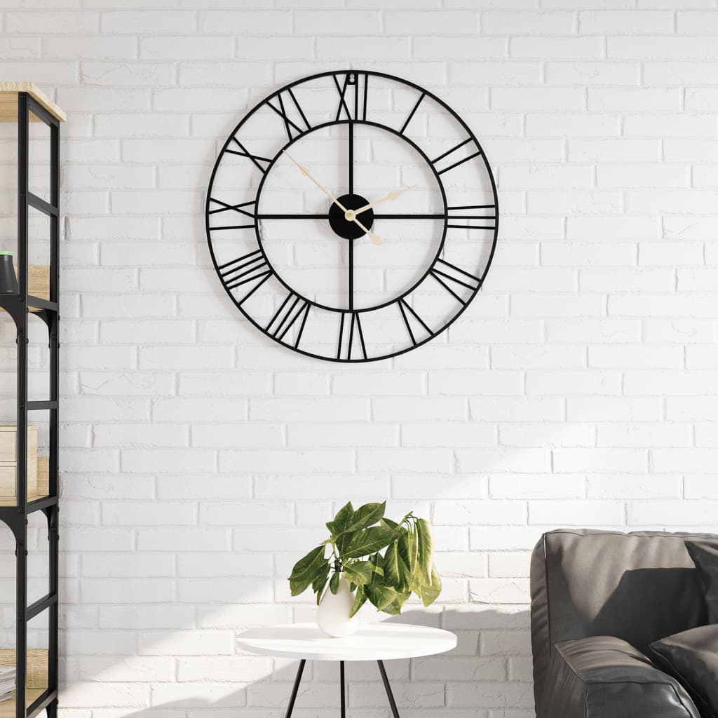 Horloge Murale Noire en Métal Indus-Noir-50 cm-La-Fabrique-Industrielle