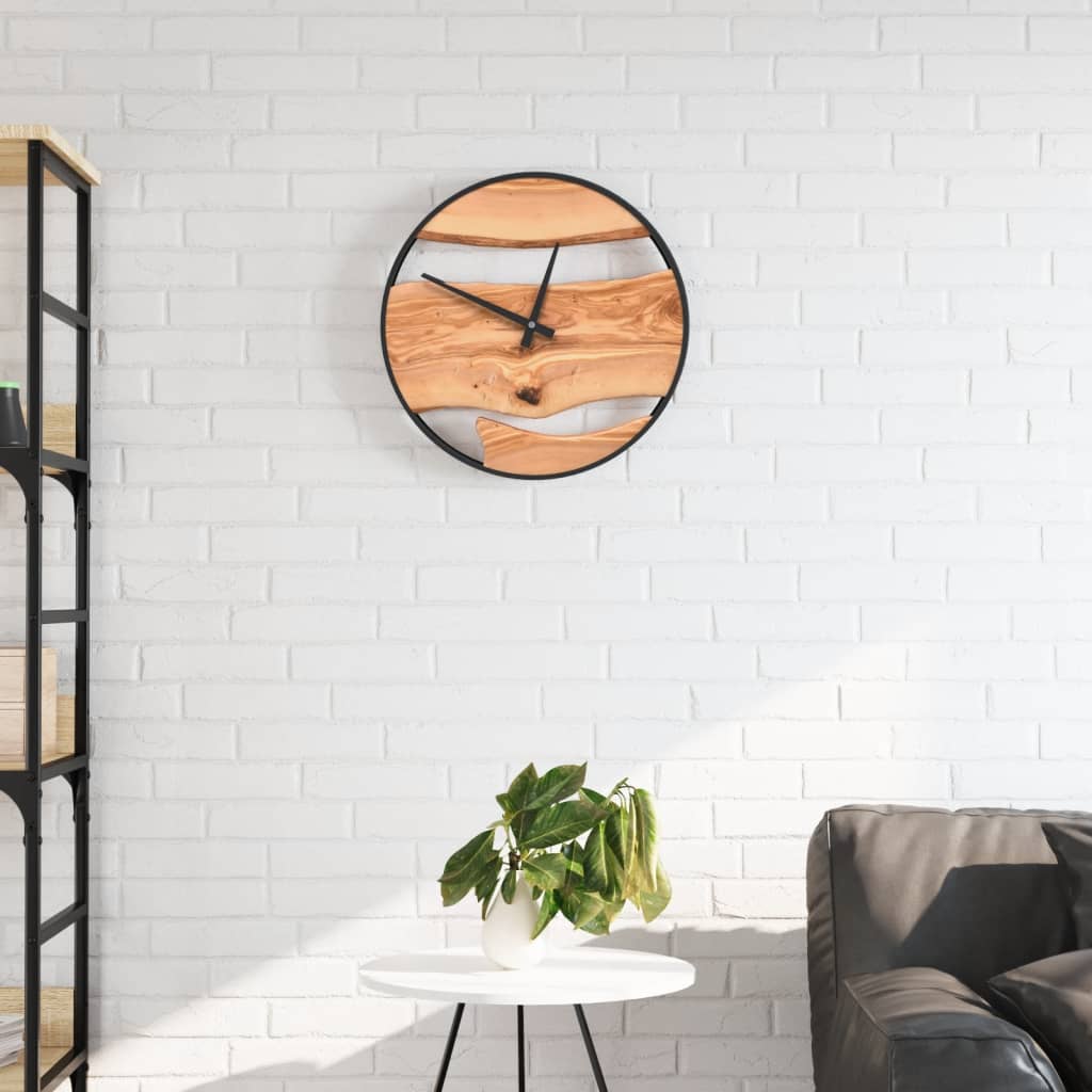 Horloge Murale en Bois et Métal Noir Industriel-Marron foncé-La-Fabrique-Industrielle