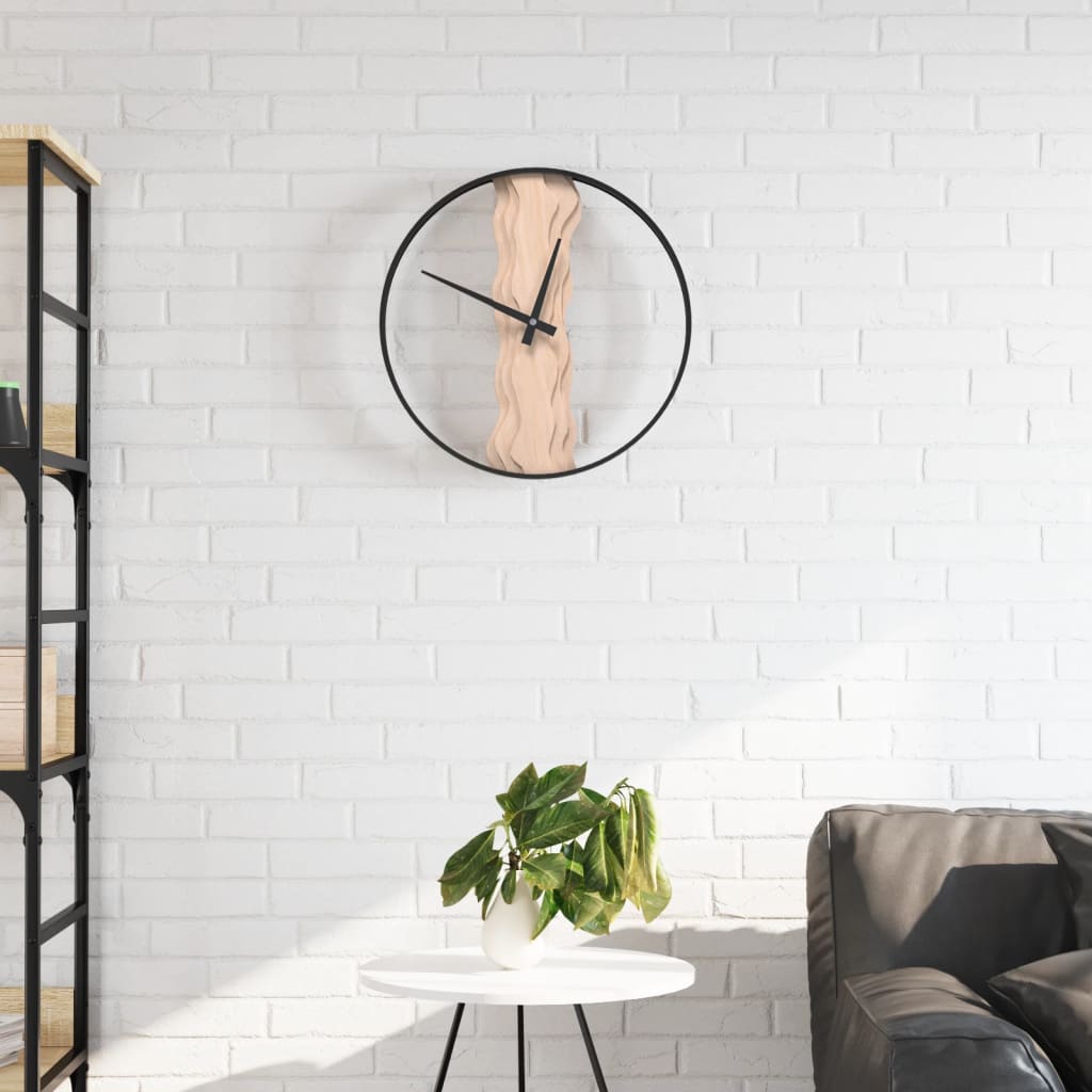Horloge Murale en Bois et Métal Noir Industriel-Marron-La-Fabrique-Industrielle