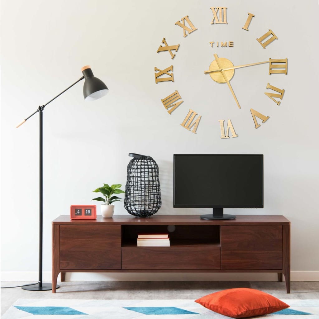 Horloge Murale en Chiffres Romains Design-Doré-La-Fabrique-Industrielle