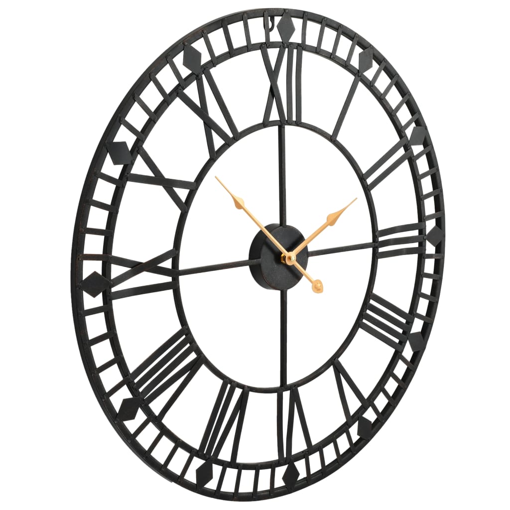 Horloge Murale en Métal Noir Vintage-La-Fabrique-Industrielle