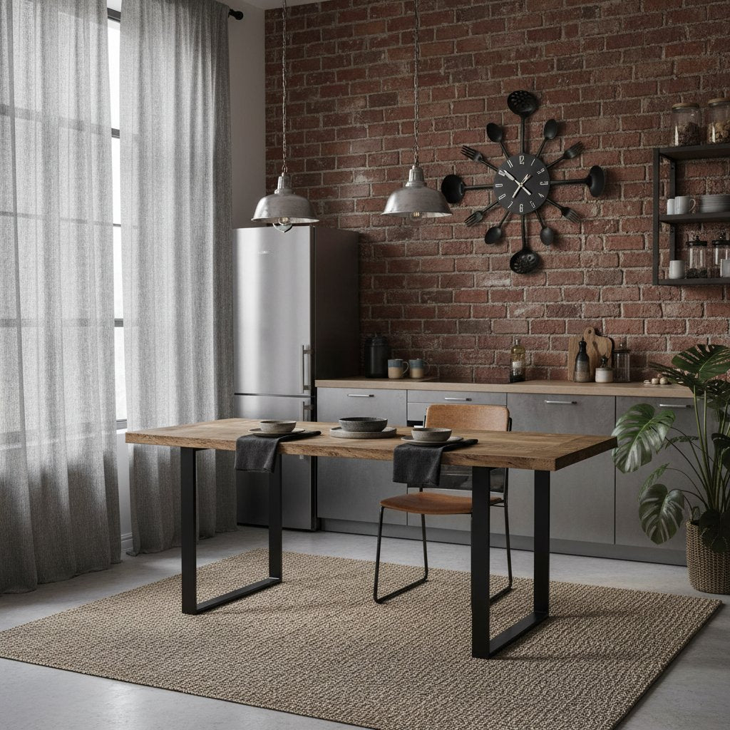 Horloge Cuisine Industrielle en Aluminium Noir