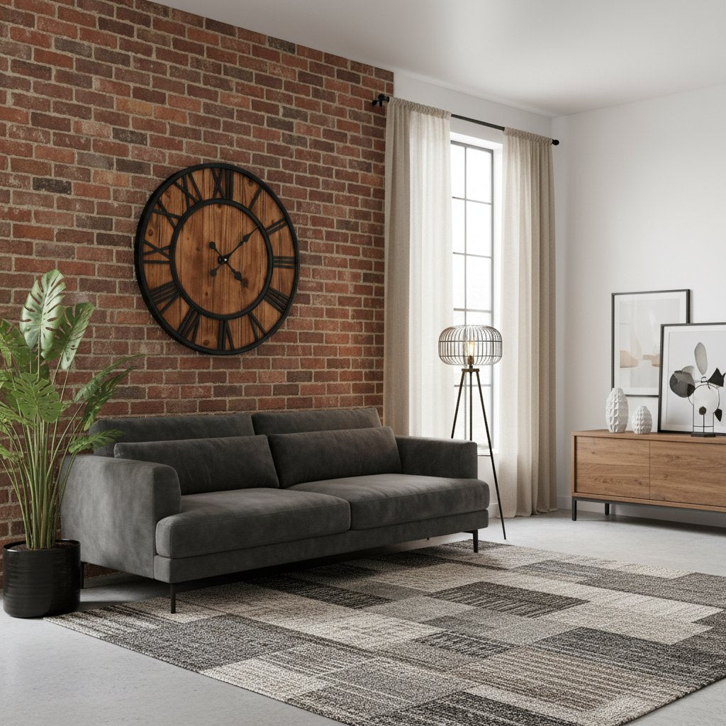 Horloge Industrielle en Bois et Métal