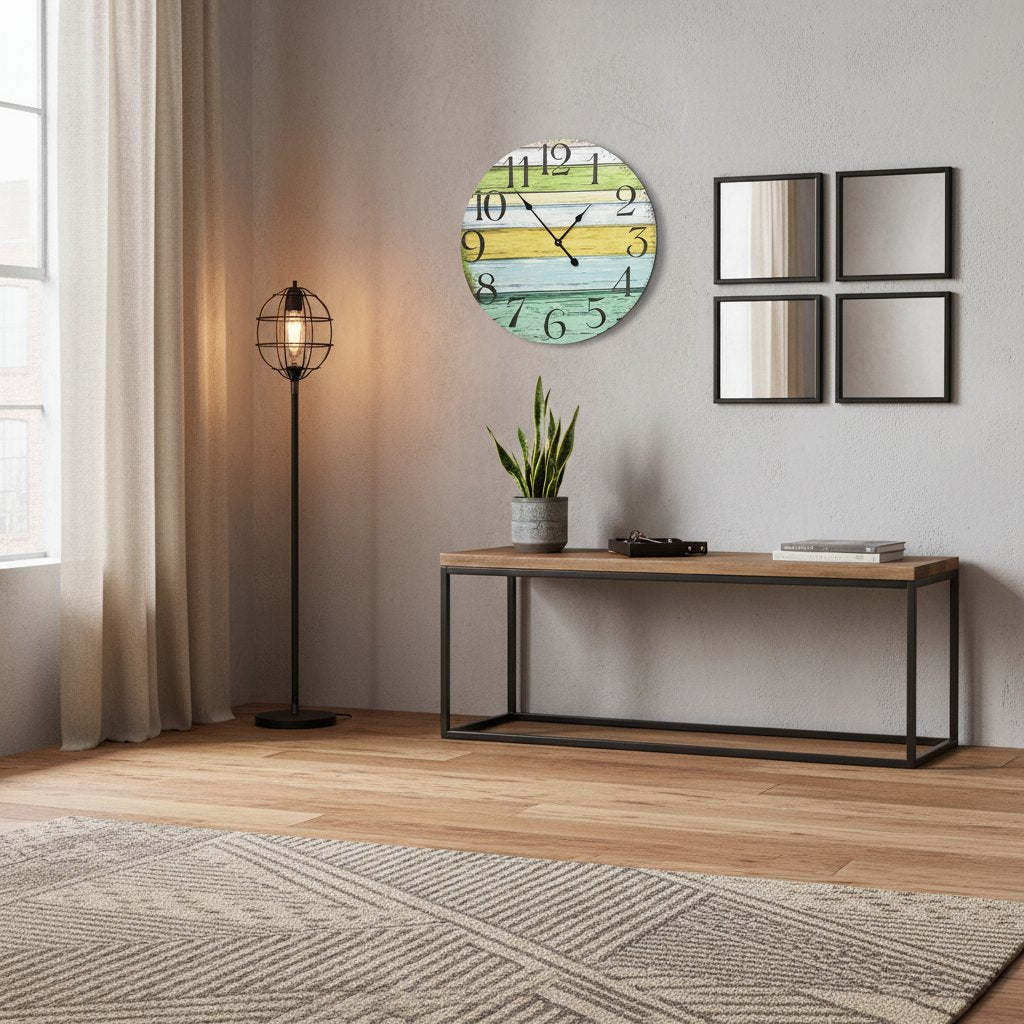 Horloge Murale Colorée Style Industriel