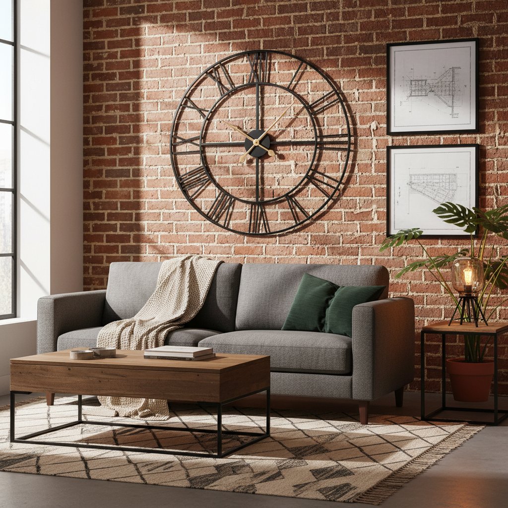 Horloge Murale Noire en Métal Indus