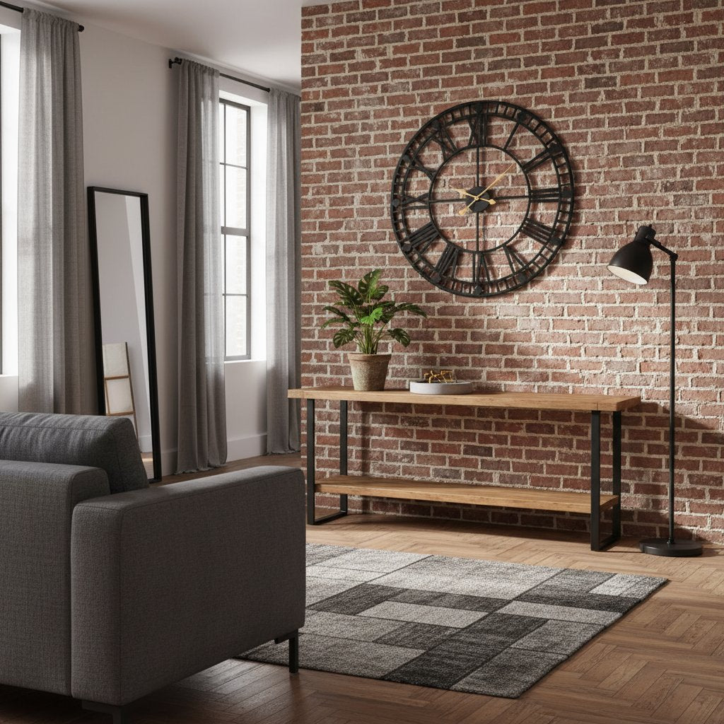 Horloge Murale en Métal Noir Vintage