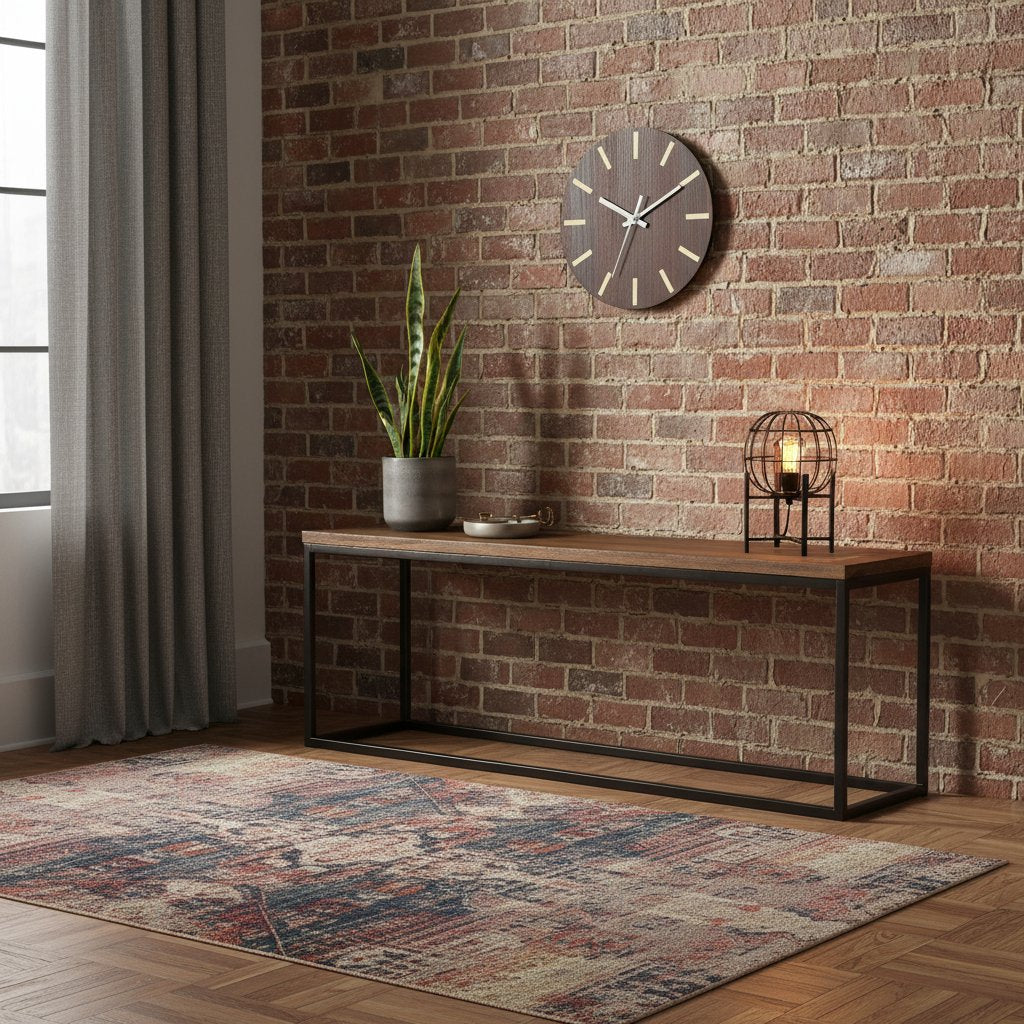 Horloge Style Industriel en Bois à Aiguilles Lumineuses