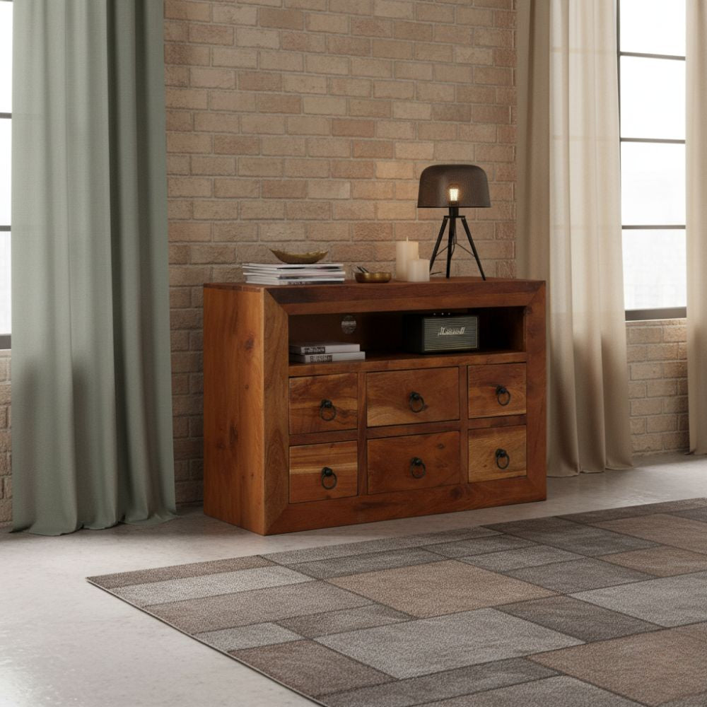 Buffet Industriel en Bois Massif d'Acacia