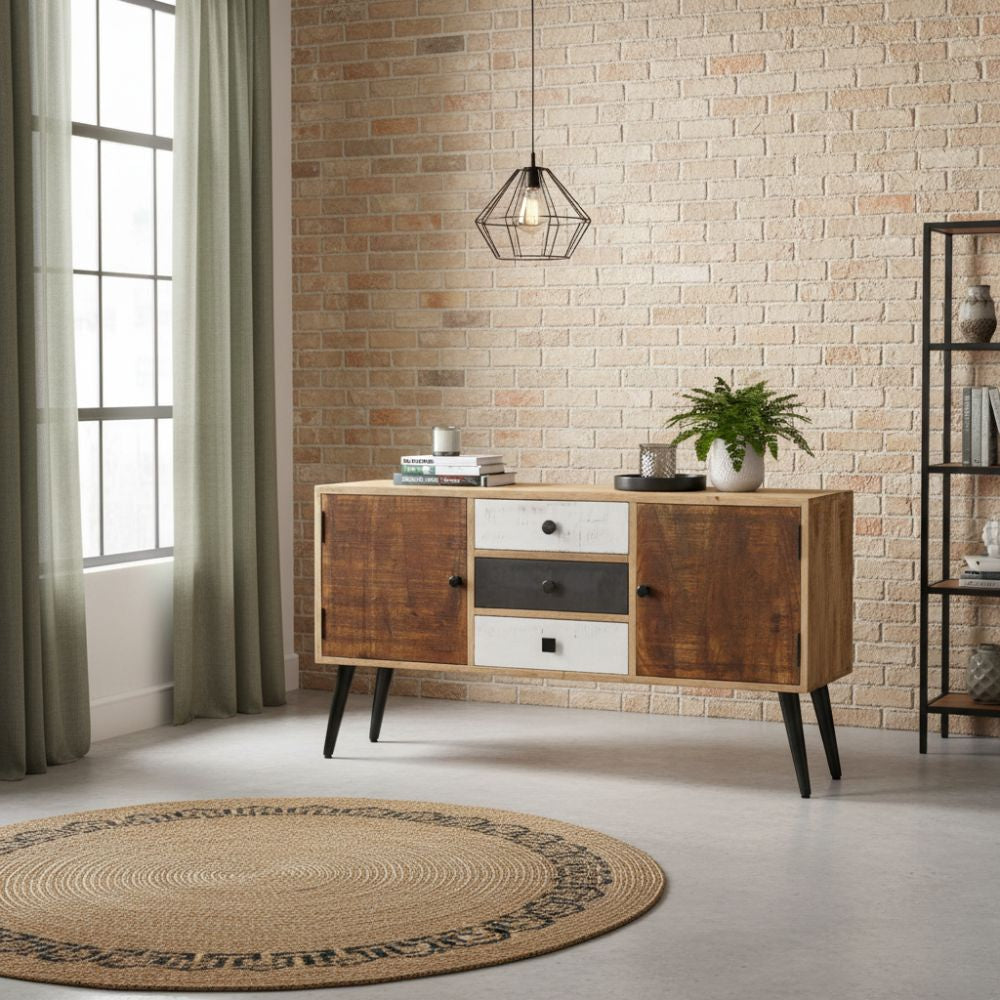 Buffet Industriel en Bois de Manguier