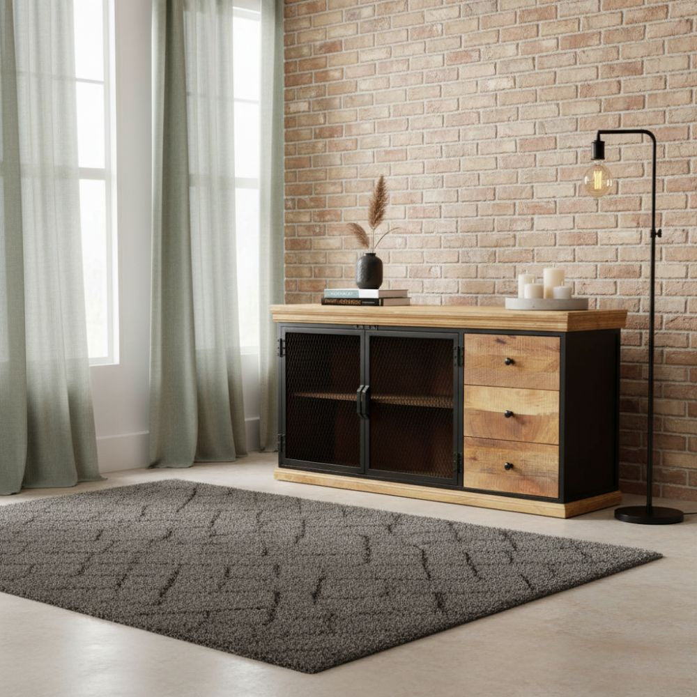 Buffet Industriel en Bois de Manguier et Acier