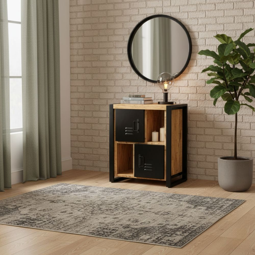 Buffet Industriel en Bois de Manguier et Métal Noir