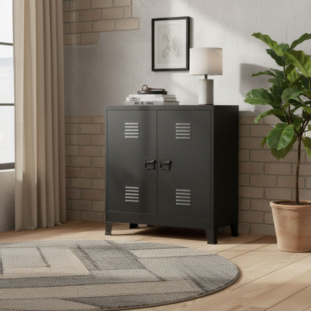 Buffet Industriel en Métal Noir Moderne