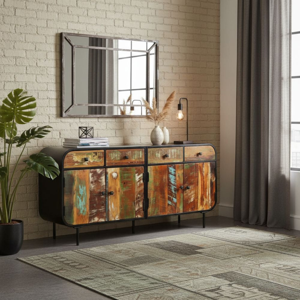 Buffet en Bois Massif et Métal pour Salon