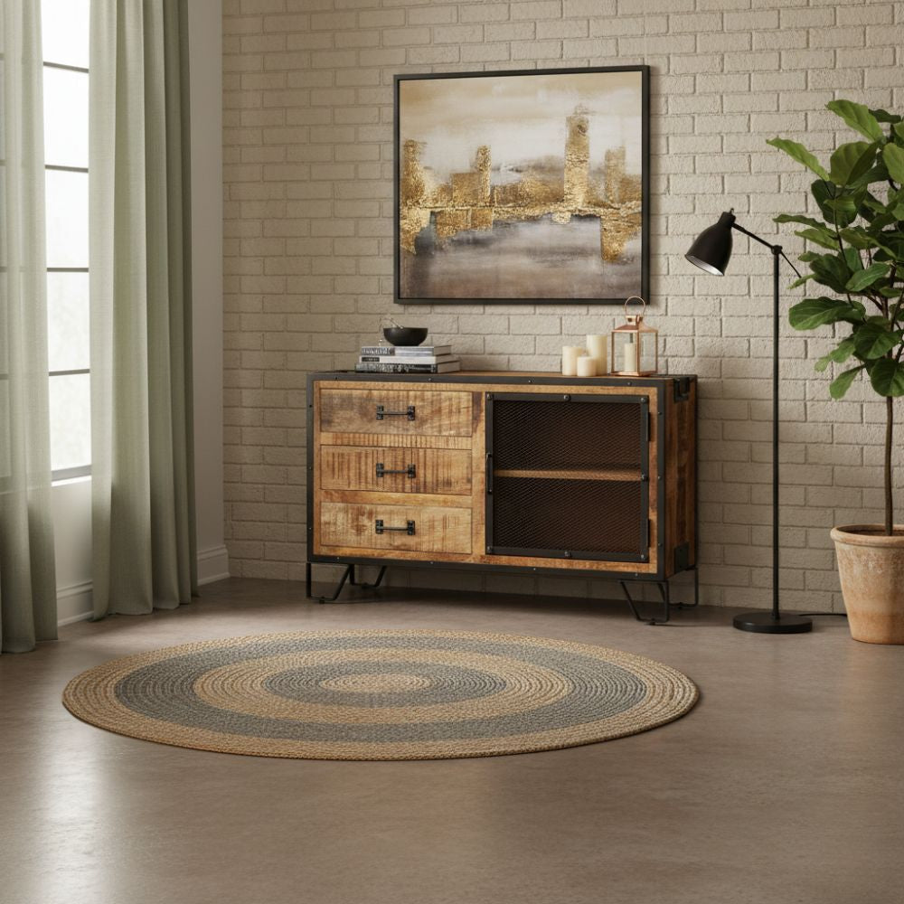 Buffet en Bois de Manguier et Métal Noir