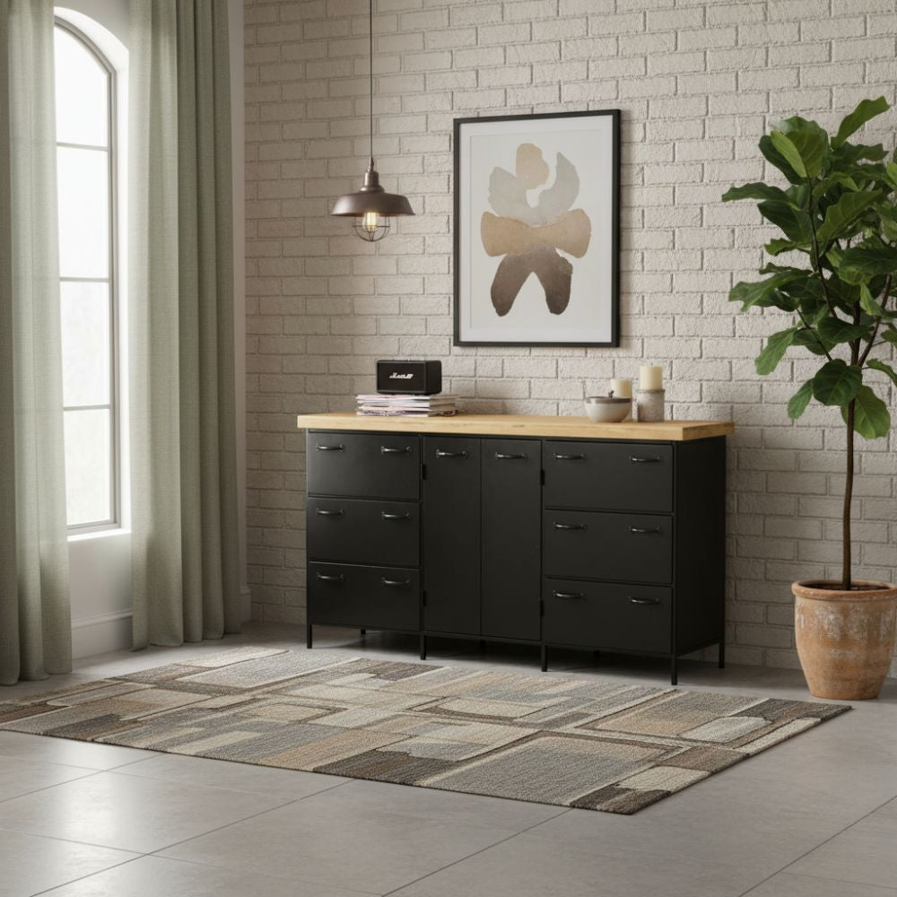 Buffet en Bois et Métal Noir Chic