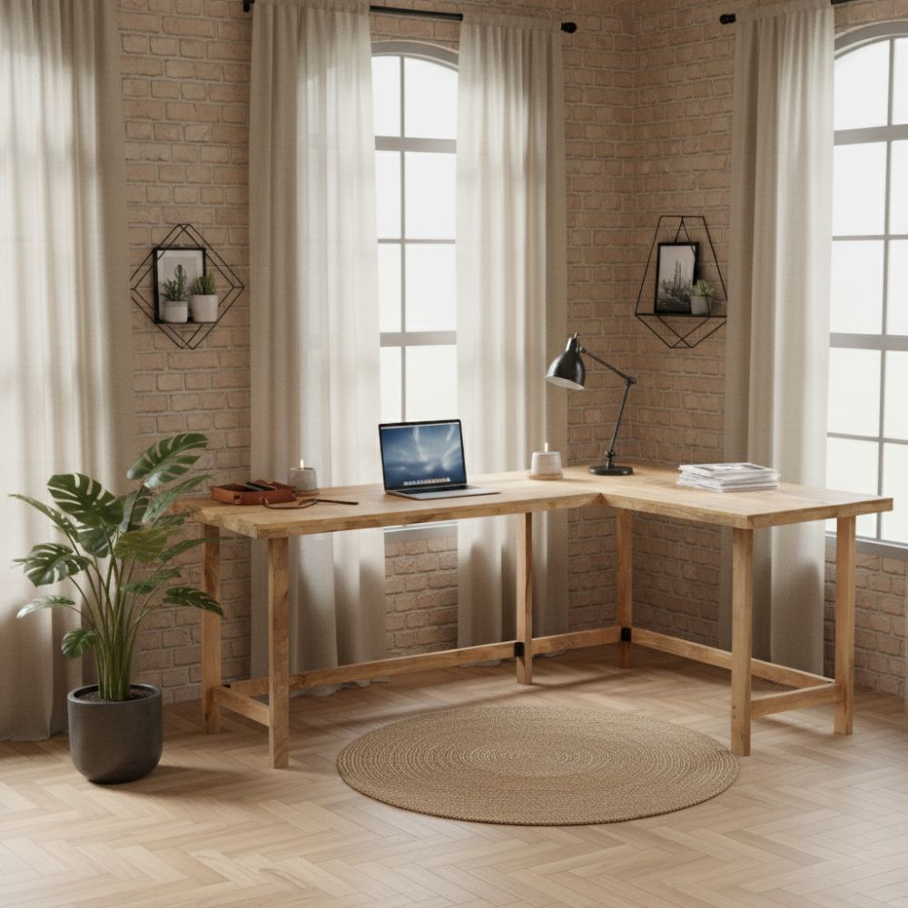 Bureau d'Angle en Bois de Manguier Massif