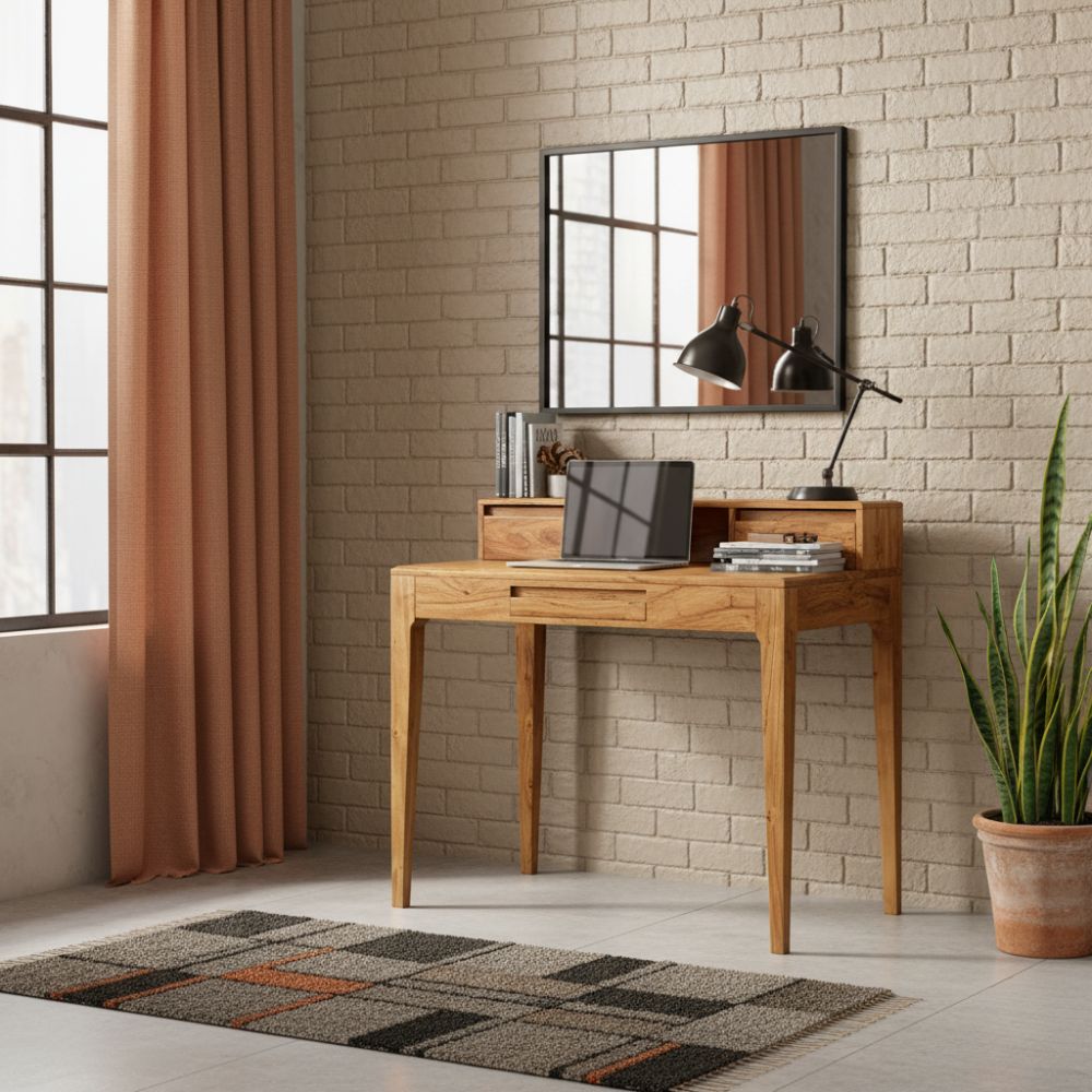 Bureau en Bois Massif au Style Industriel