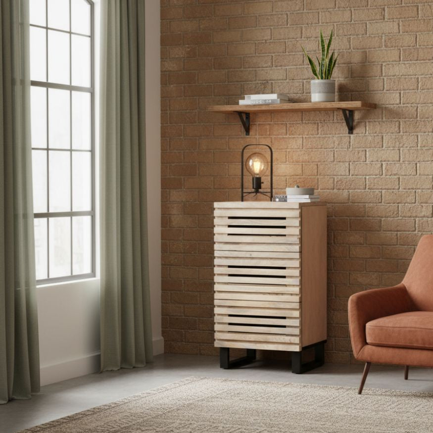 Chiffonnier en Bois avec 3 Tiroirs Style Industriel