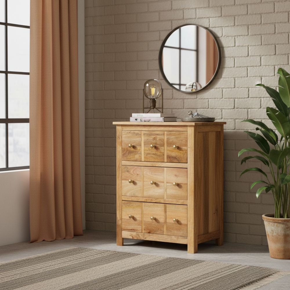 Chiffonnier en Bois d'Acacia au Style Industriel