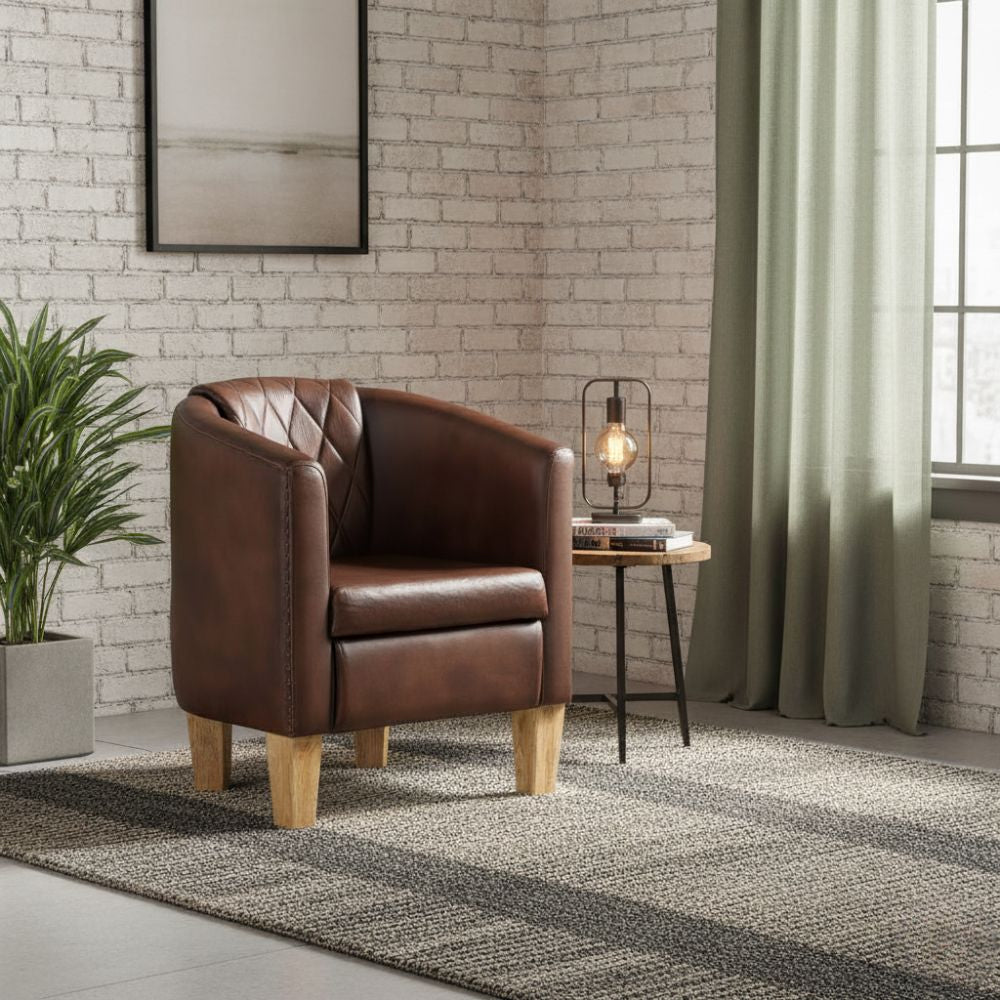 Fauteuil Cabriolet Moderne en Cuir Véritable
