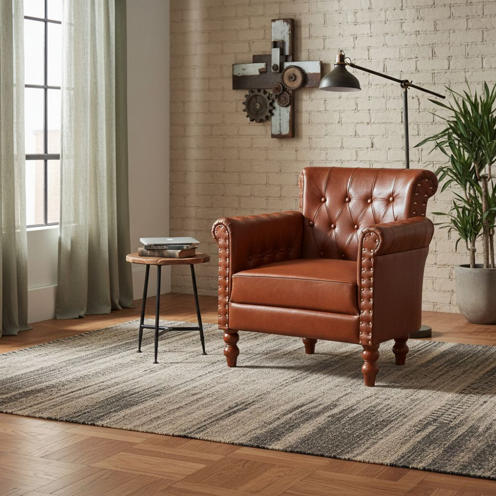 Fauteuil Chesterfield 1 Place en Cuir Véritable