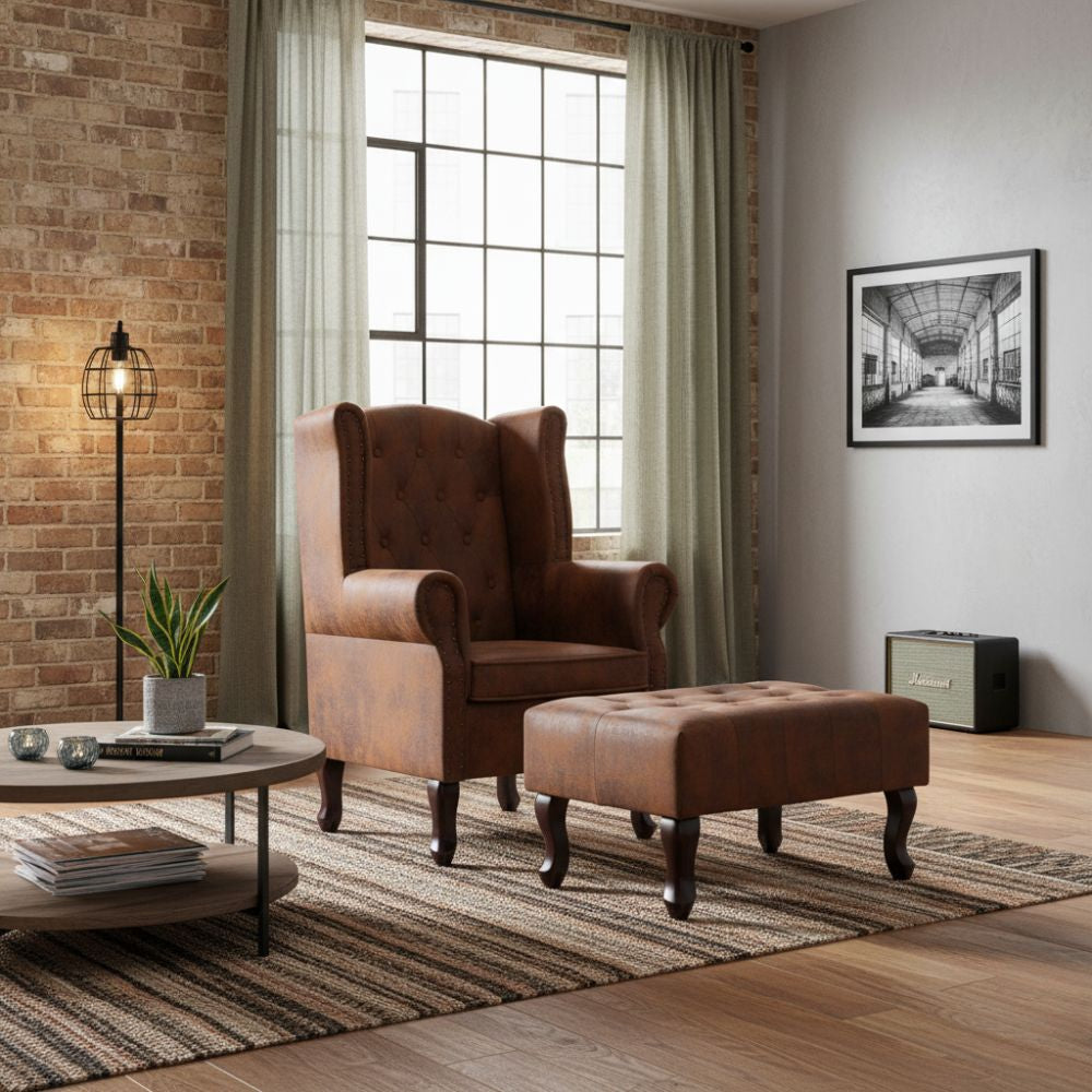 Fauteuil Chesterfield en Similicuir Daim