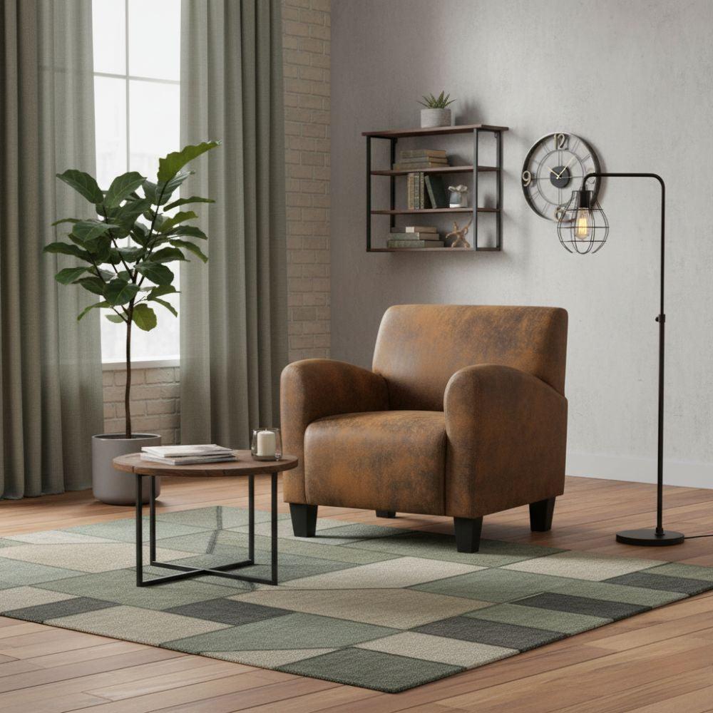 Fauteuil Club Indus en Similicuir Marron