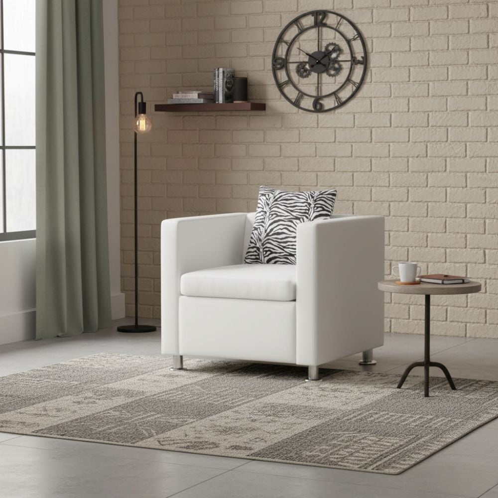 Fauteuil Design Industriel en Similicuir Blanc