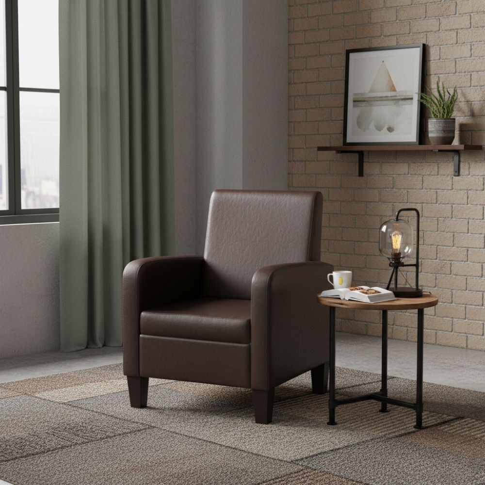 Fauteuil Élégant en Similicuir Brun