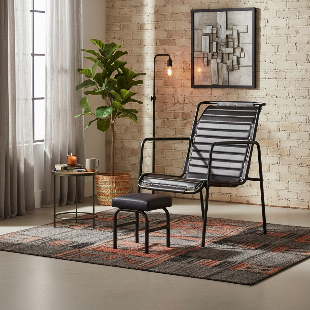 Fauteuil Industriel en Métal et Cuir Véritable