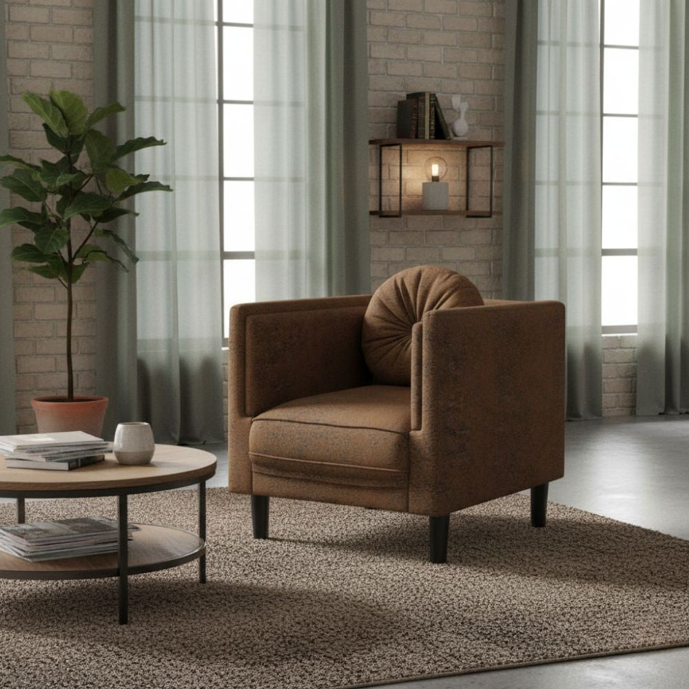 Fauteuil Industriel en Simili Cuir Daim Marron