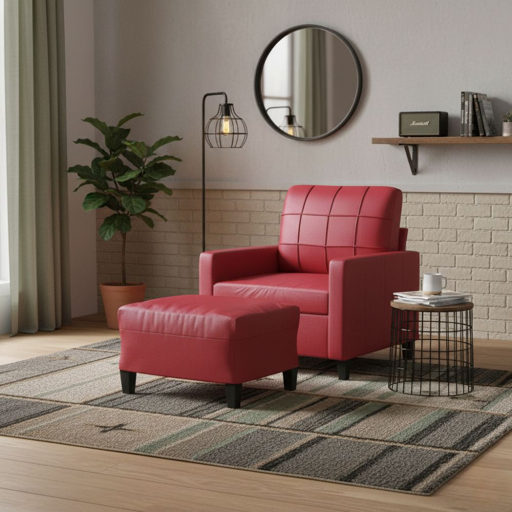 Fauteuil Salon Simili Cuir avec Repose-Pied