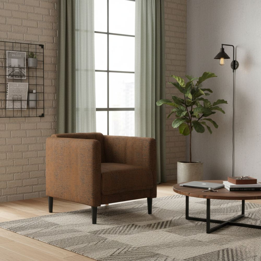 Fauteuil Similicuir Daim Marron