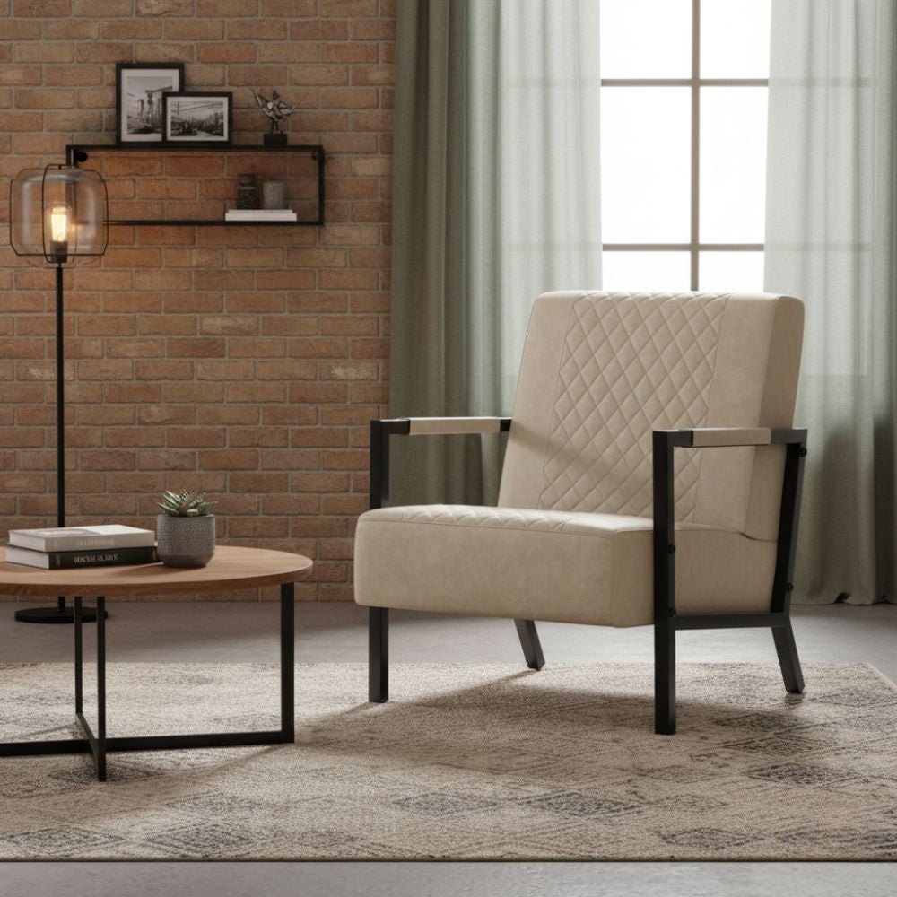 Fauteuil Similicuir et Métal Style Industriel