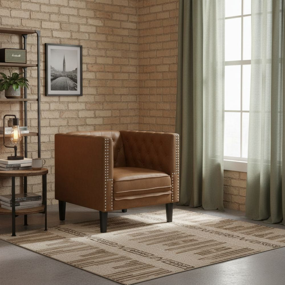 Fauteuil en Similicuir Daim Industriel Chesterfield