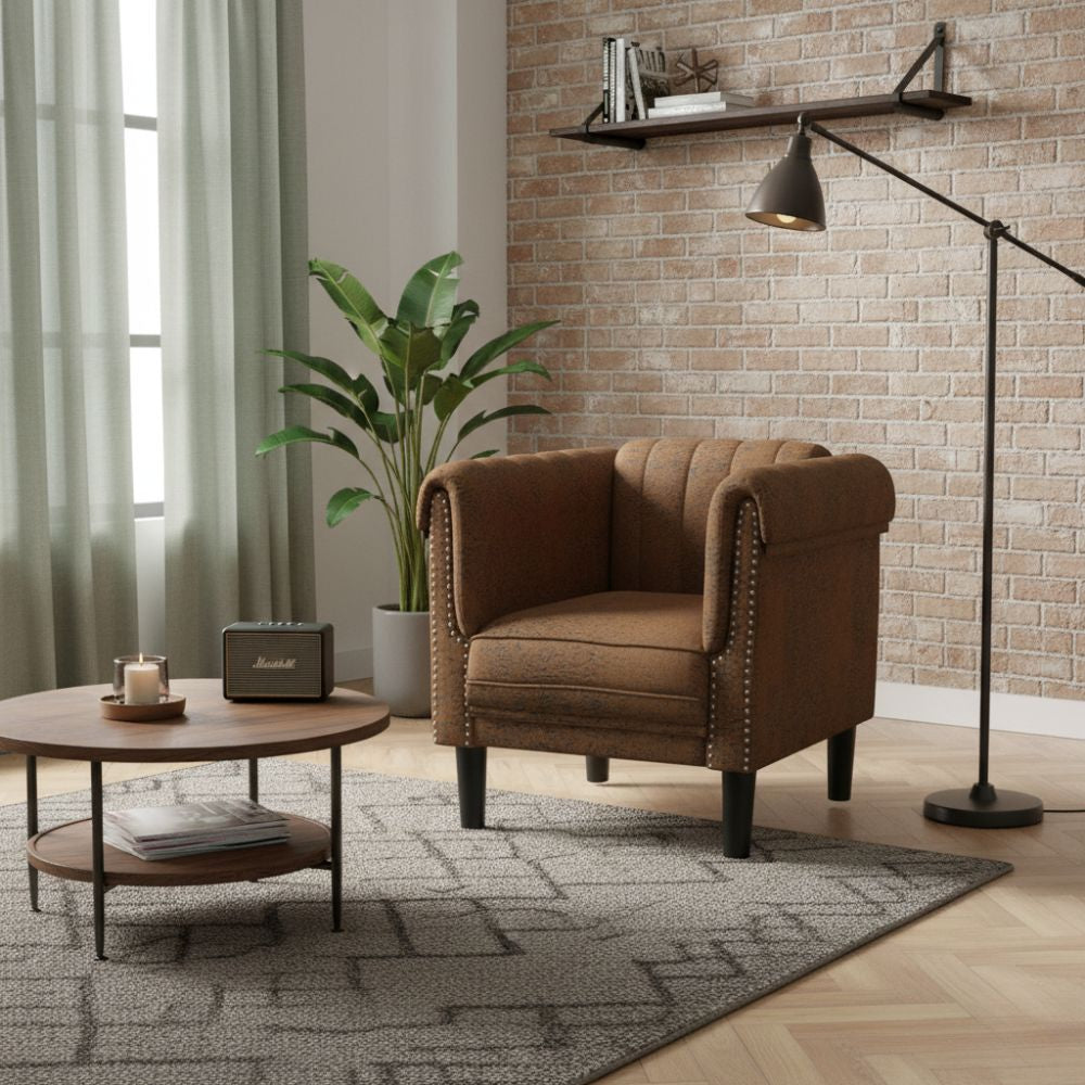 Fauteuil en Similicuir Daim Style Industriel