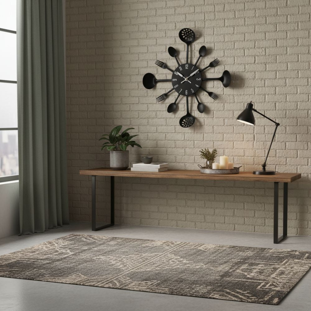 Horloge Cuisine Industrielle en Aluminium Noir