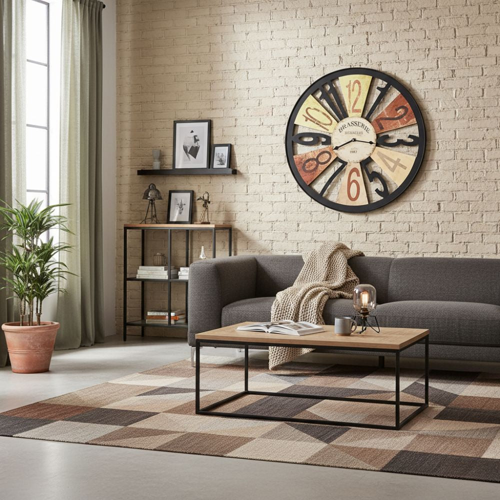 Horloge Murale en Métal Style Industriel