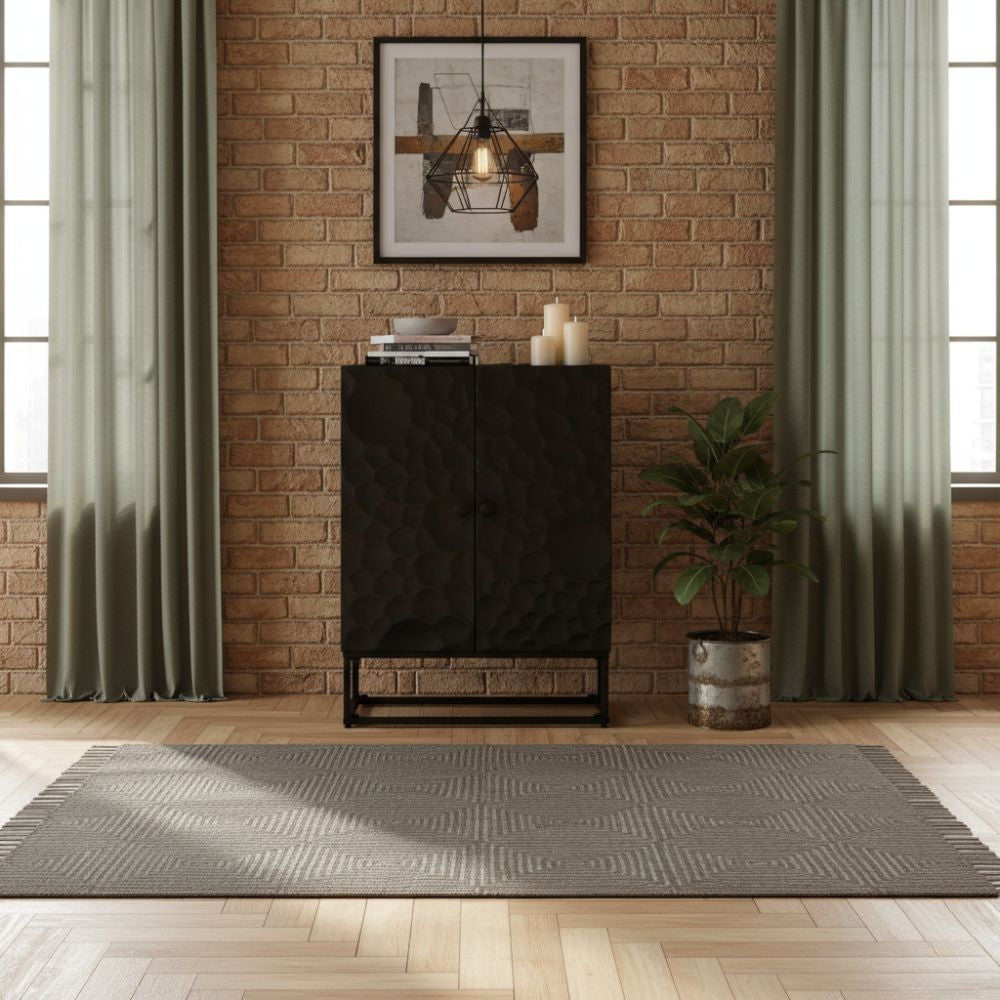 Meuble Buffet en Bois Massif et Fer Noir