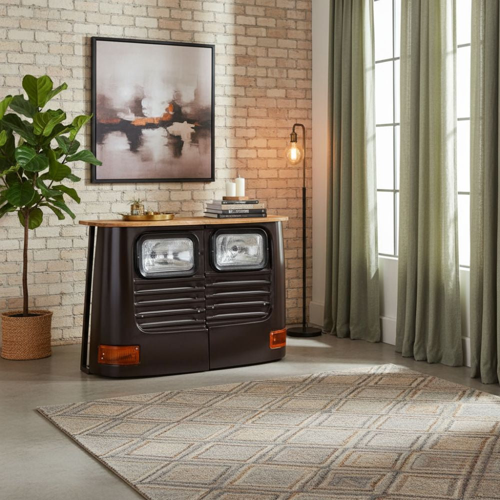 Petit Buffet Camion en Bois et Fer Noir