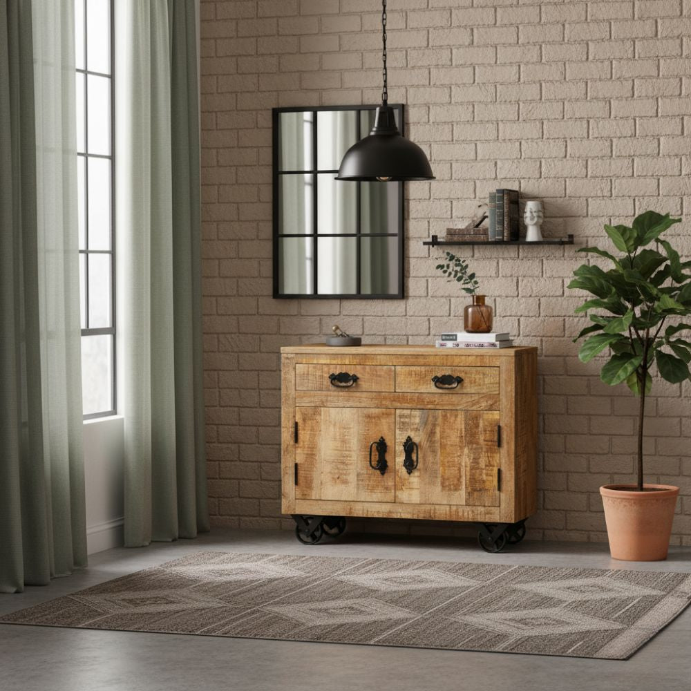 Petit Buffet en Bois Massif Style Indus