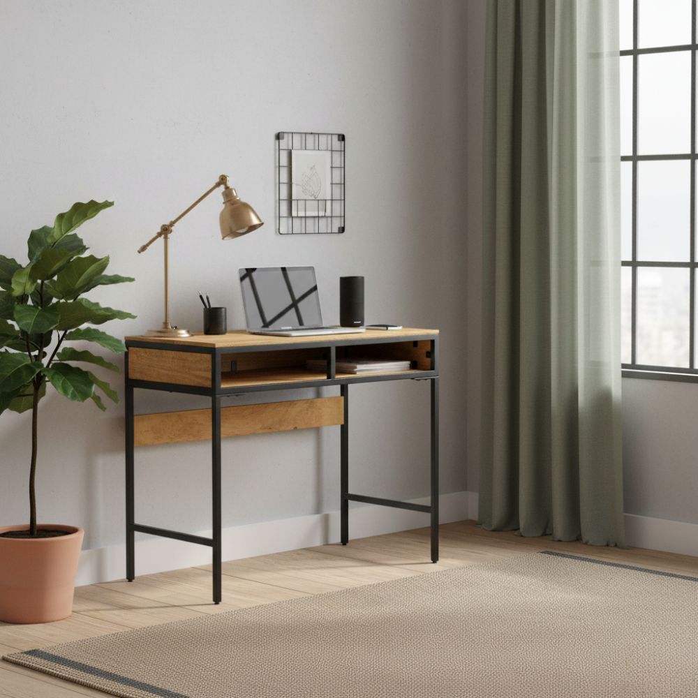 Petit Bureau Industriel en Bois de Manguier