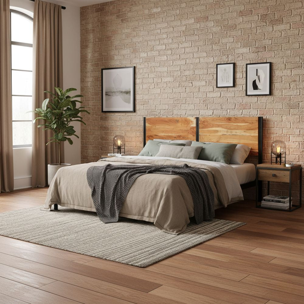 Tête de Lit Métal Bois Style Industriel