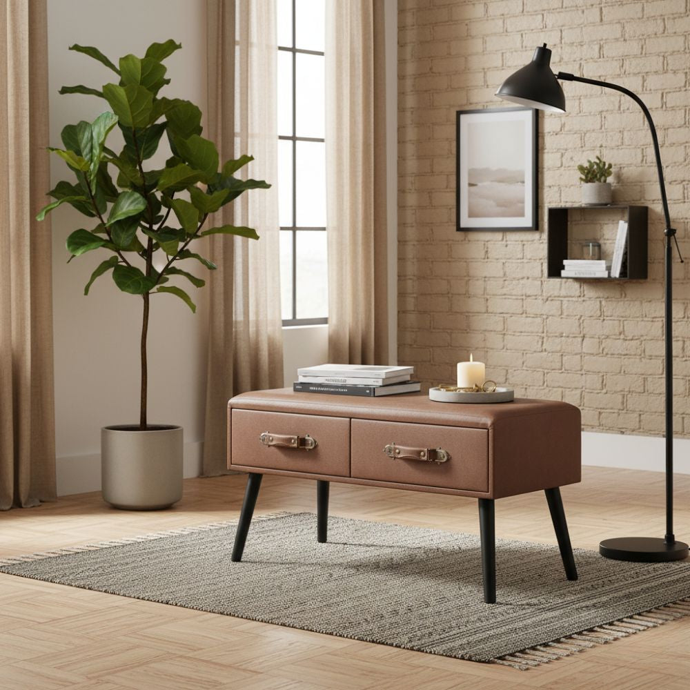 Banc Coffre en Similicuir au Style Industriel