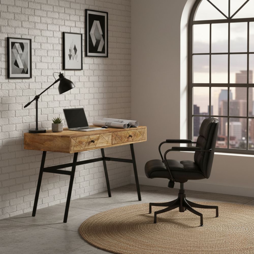 Bureau en Bois et Acier Style Industriel Loft