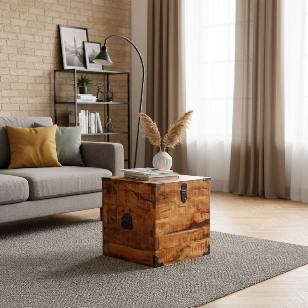 Coffre de Rangement Industriel en Bois