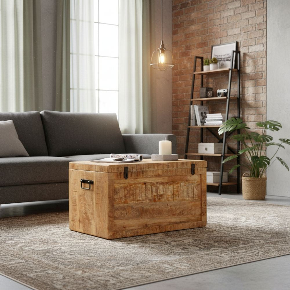 Coffre de Rangement Intérieur en Bois Style Industriel