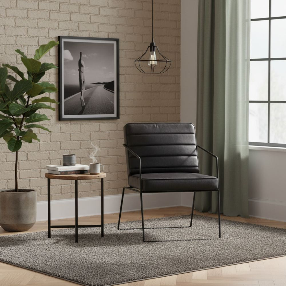 Fauteuil Industriel avec Tubes Acier et Cuir