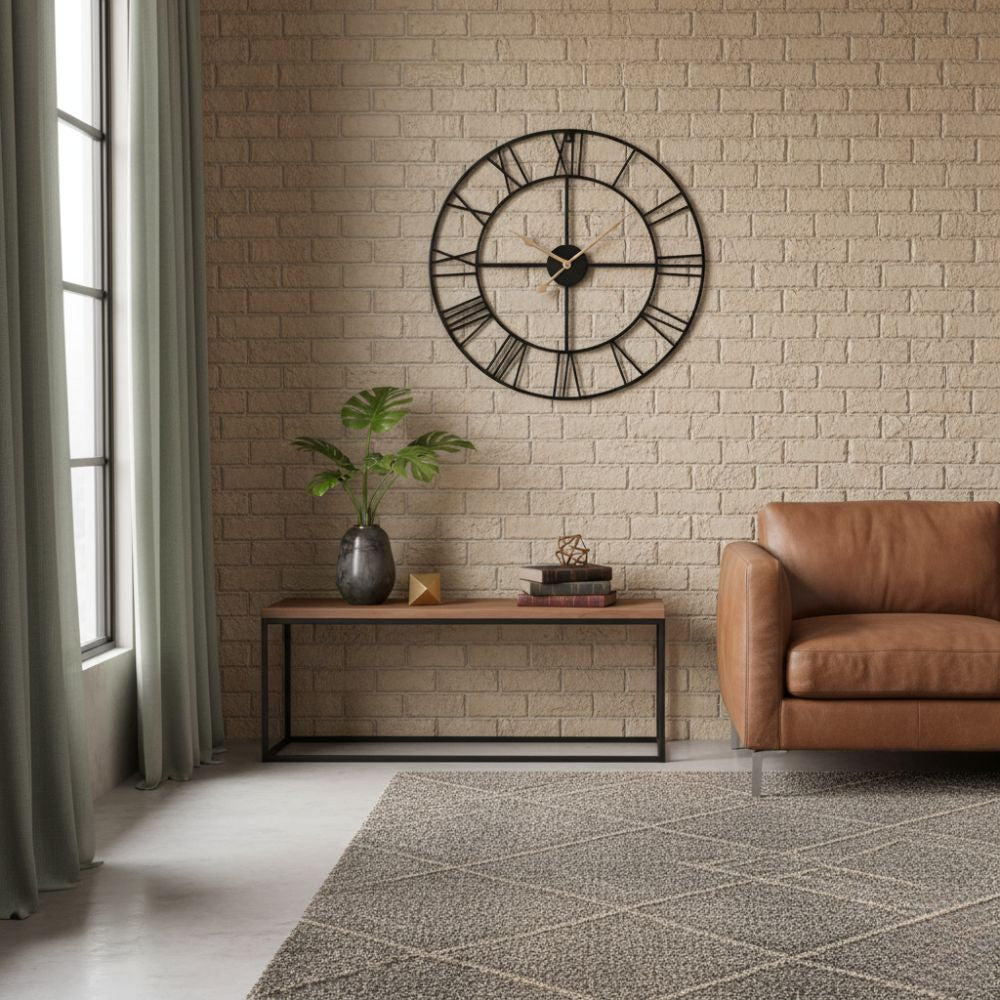 Horloge Murale Noire en Métal Indus